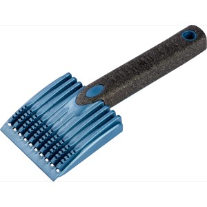 Raschiaghiaccio blu con impugnatura termica per finestrini auto in inverno.