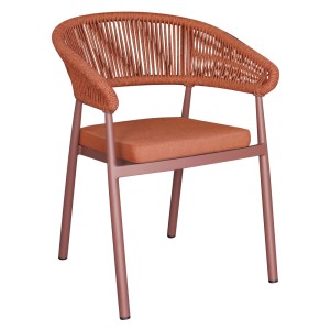 Sedia giardino contract Alluminio rosso corda rossa cuscino rosso