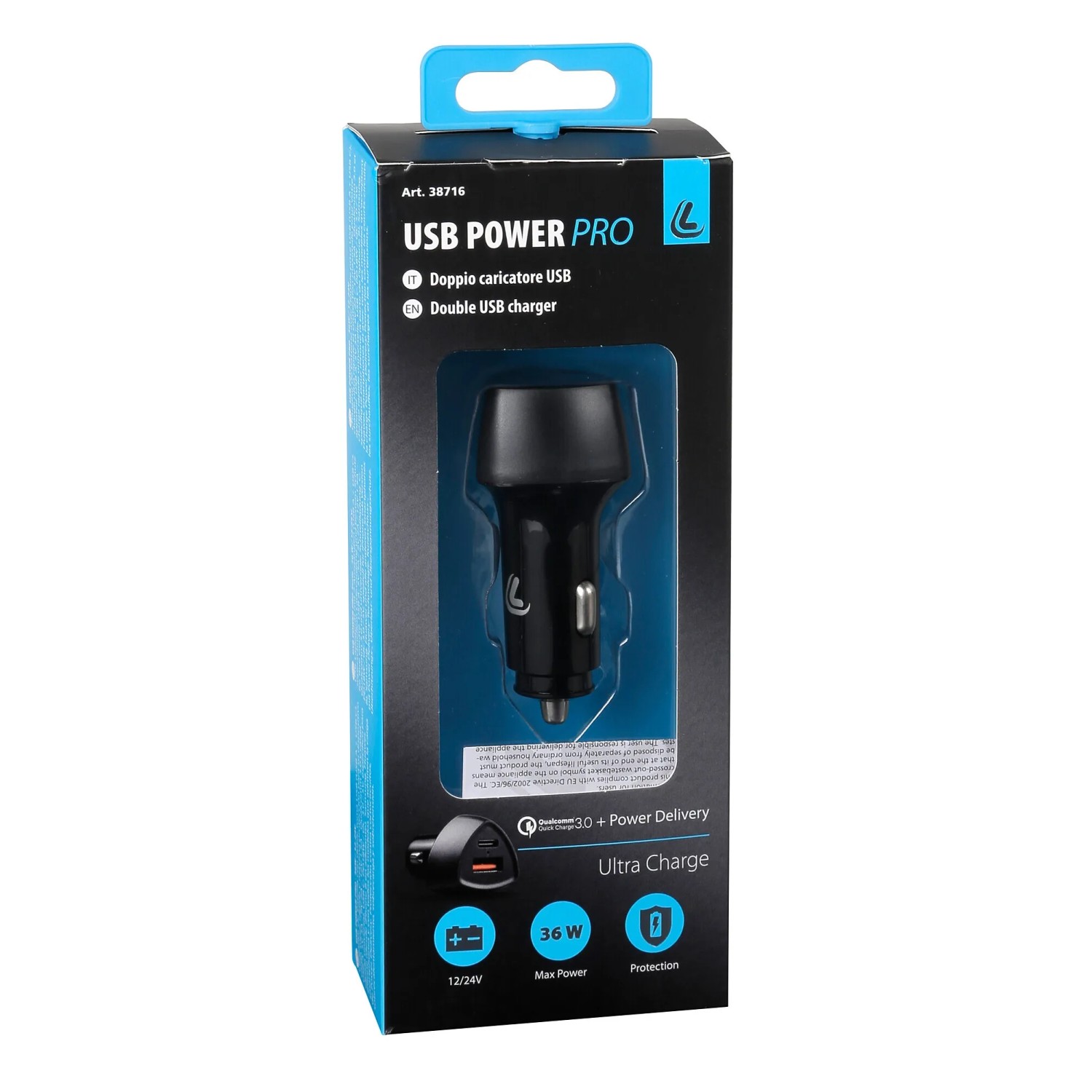 t.b.t. USB Power Pro caricatore auto, 36W, per interni auto
