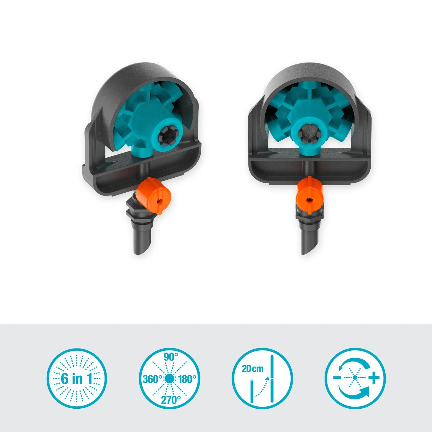 Gardena 6 in 1 ugelli a spruzzo (confezione da 2) per irrigazione flessibile nel Micro-Drip-System.