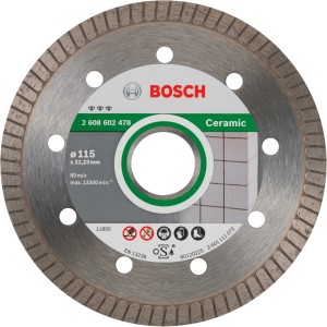 Disco diamantato Bosch Extra-Clean Turbo per porcellana, Ø 115mm. Per tagli puliti nella ceramica.
