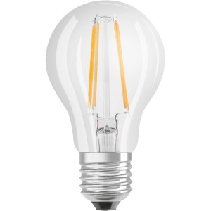 Lampadina LED E27 trasparente con filamento per luce d'atmosfera.