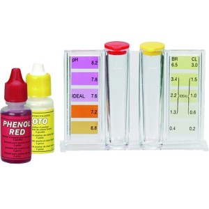 t.b.t. Kit test acqua con liquidi per test pH e cloro.