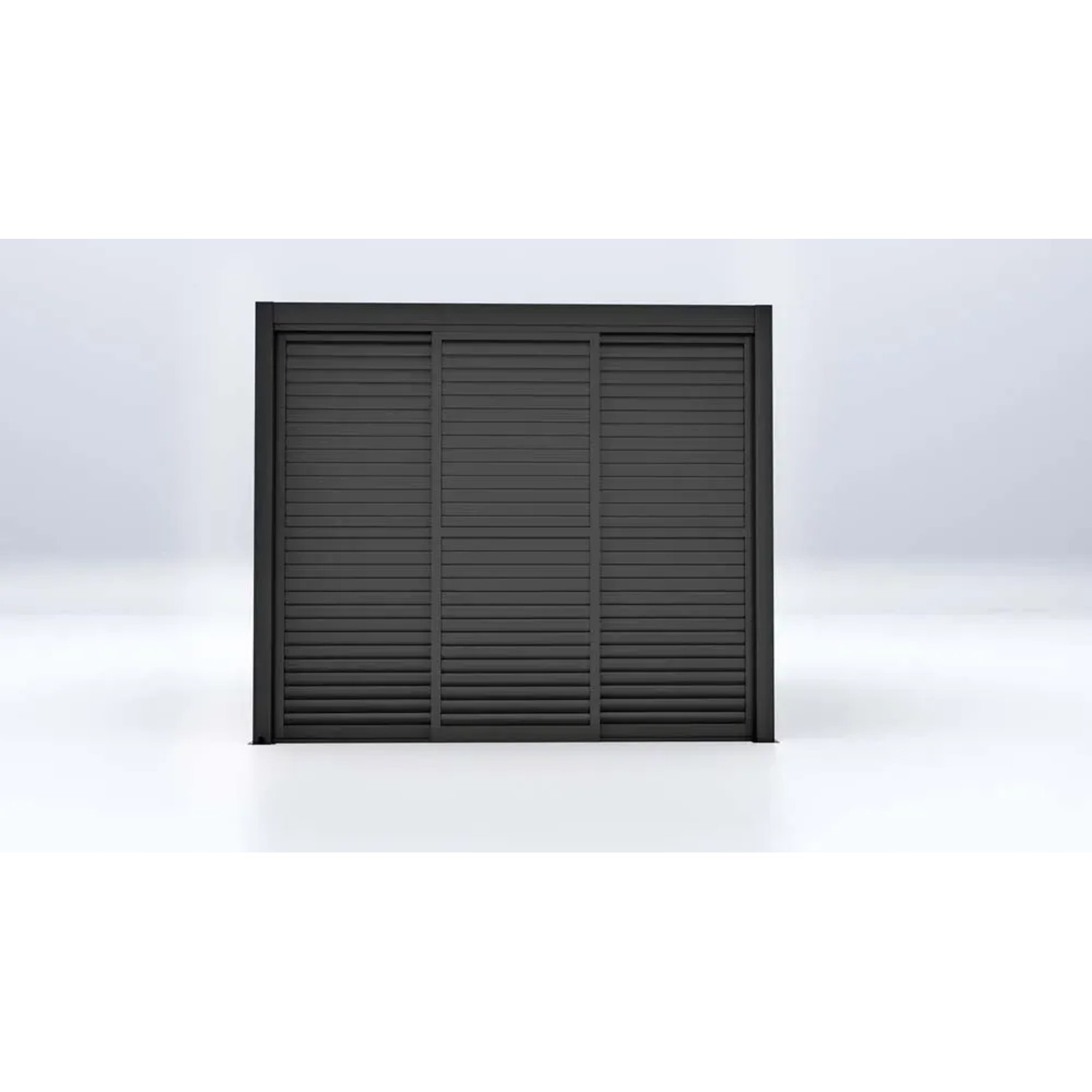 Parete a lamelle grigio scuro come accessorio per gazebo.