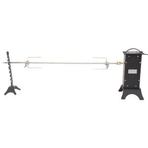 Set girarrosto per barbecue a carbonella, con motore e supporto.