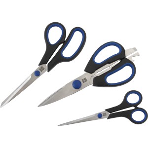 Set di forbici LUX, 3 pezzi: forbici per la casa con lame in acciaio inox e manici soft-grip.