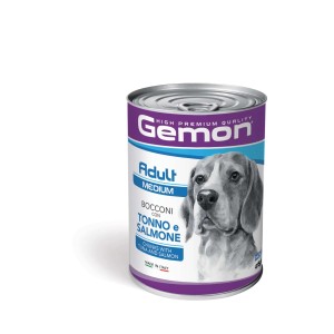 Gemon cibo umido per cani, Adult Medium, tonno e salmone, lattina.