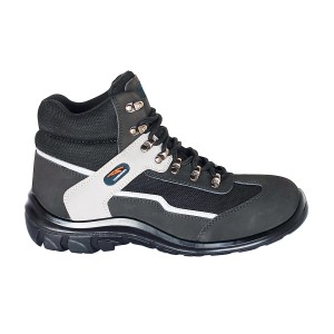Scarpa da lavoro t.b.t.: Stivale stringato grigio alla caviglia con inserto in mesh nero.