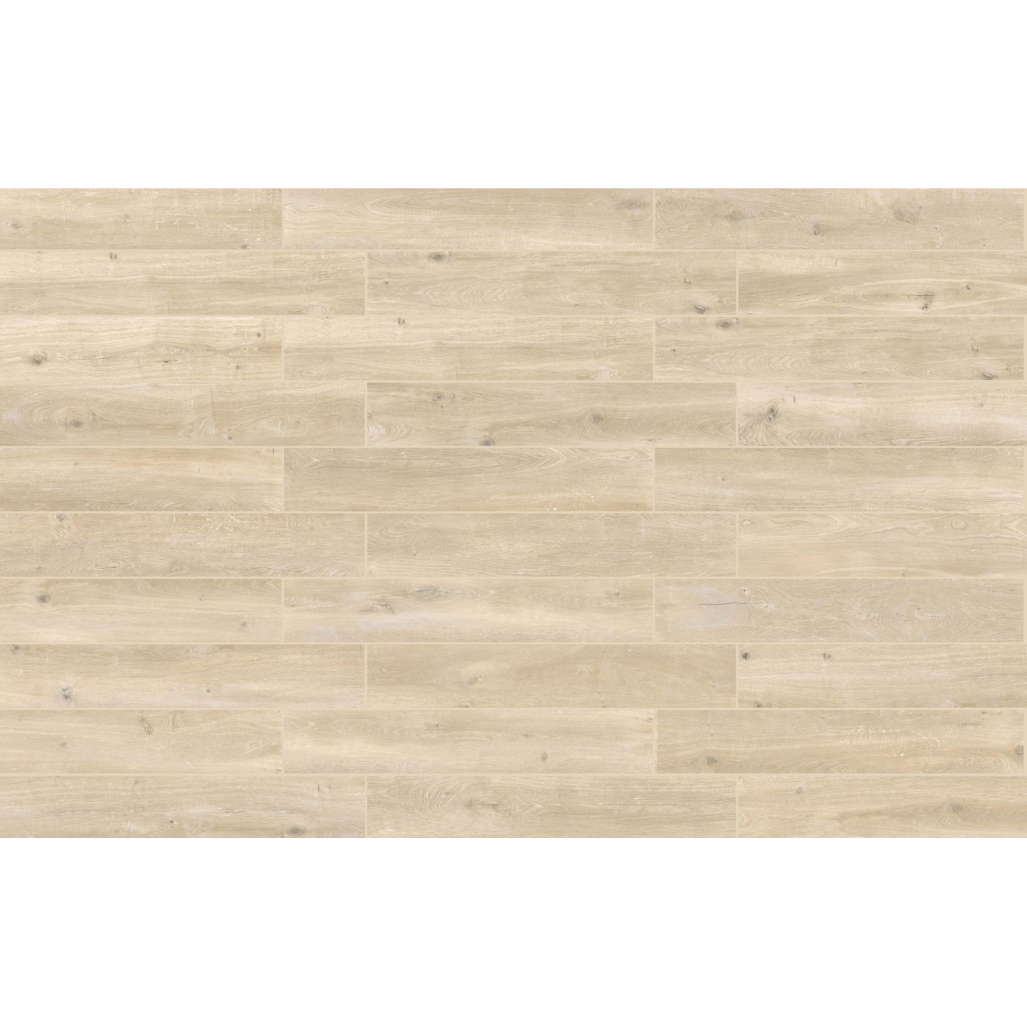 Piastrelle per pavimenti chiare e allungate con effetto legno, adatte per interni.