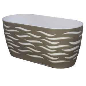 Fioriera decorativa marrone con motivo a onde per balcone.