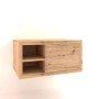 Mobile bagno sospeso in legno con ripiano a giorno e cassetto.