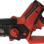 Motosega a batteria rossa t.b.t. per potatura alberi e giardinaggio.