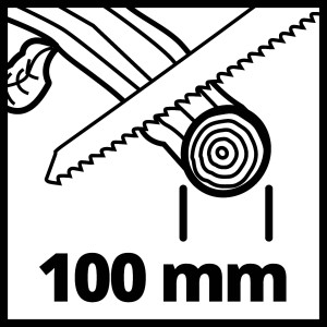 Immagine simbolo: potatore che taglia un ramo, spessore di taglio 100 mm.