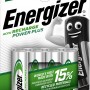 Energizer Power Plus AA batterie ricaricabili, confezione da 4, 2000 mAh.