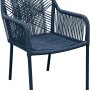 Sedia da giardino t.b.t. blu con braccioli e intreccio in corda.