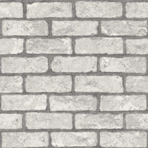 Carta da parati decorativa che imita un muro di mattoni grigi. Ideale per spazi abitativi.