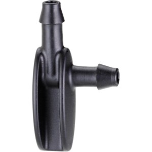 Raccordo a T nero per sistemi di microirrigazione.