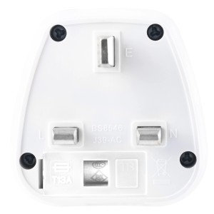 Adattatore multiplo bianco, vista dettagliata del retro.