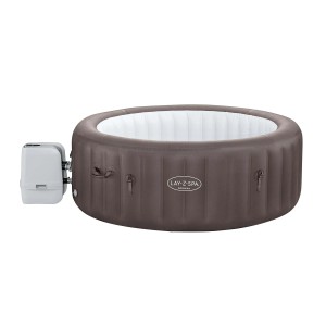 Vasca idromassaggio gonfiabile Lay-Z-Spa marrone con pompa per momenti di relax in giardino.
