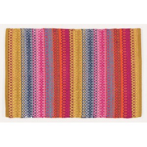 Stuoie t.b.t. colorata con motivo a strisce in giallo, blu, rosa e arancione.