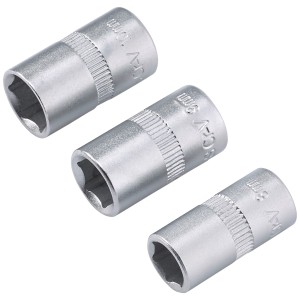 Set di bussole LUX, 3 pezzi, misure 8, 9, 10 mm, per chiavi e estrattori.