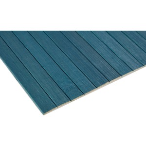 Tappeto da cucina t.b.t. color teal con effetto listelli di legno.