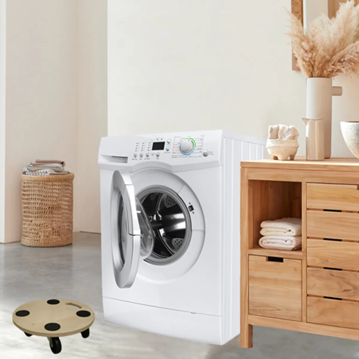 Carrello Trasporto Rotondo In Compensato - Portata 200 Kg, Diametro 38 Cm, Per Traslochi E Spesa