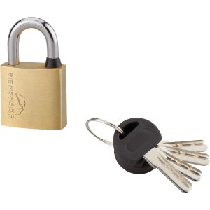 Lucchetto t.b.t. color ottone con chiavi per maggiore sicurezza.