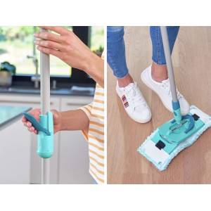 Set lavapavimenti Leifheit Clean Twist M Ergo con funzione di centrifuga e panno in uso.