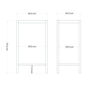 Disegno tecnico di un bordo per fontana da giardino t.b.t. con dimensioni.