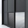 Parete a lamelle grigia per gazebo. Privacy e protezione dal vento per giardino e patio.