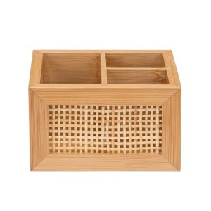 t.b.t. Porta utensili da bagno in bambù con scomparti.