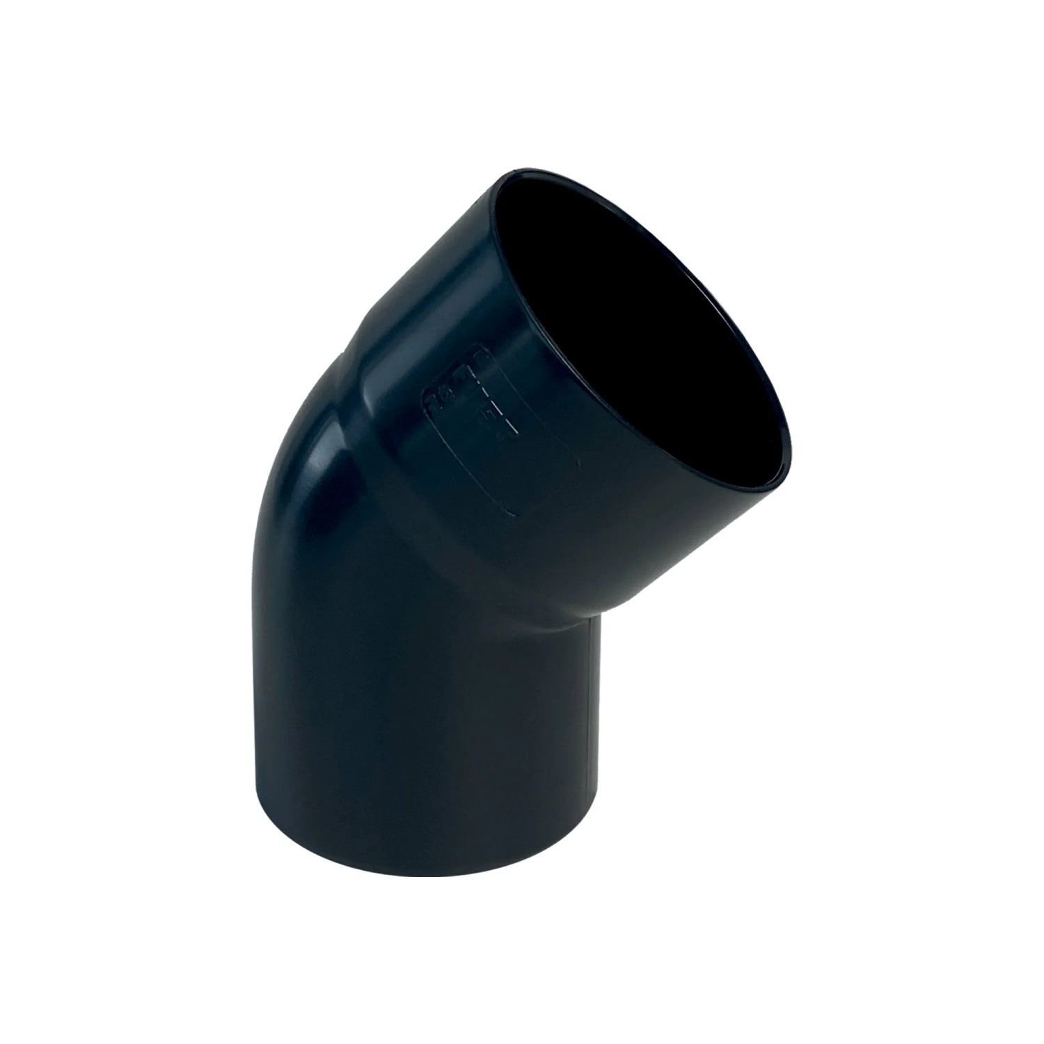 Curva in plastica blu scuro t.b.t. per grondaie e pluviali.