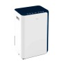 Deumidificatore bianco con bordo blu e display digitale.