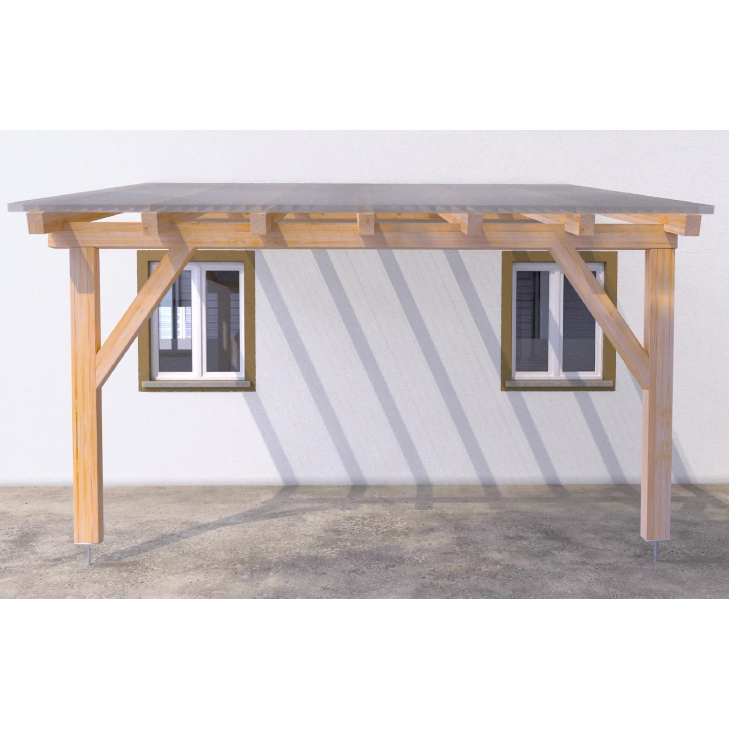 Struttura in legno con tetto trasparente, fissata con tasselli Fischer DuoXpand.