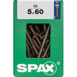 Viti per legno SPAX, 5x60 mm, in scatola verde.