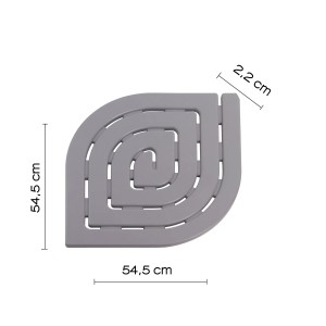 Tappetino doccia grigio a forma di foglia, dimensioni 54,5 x 54,5 cm, accessorio per doccia.