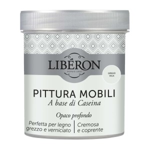 Barattolo di smalto per mobili Liberon, tonalità Grigio Vela (grigio chiaro).