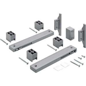 Set ammortizzatore Hettich per ante scorrevoli fino a 25kg, incl. materiale di montaggio per una chiusura silenziosa.