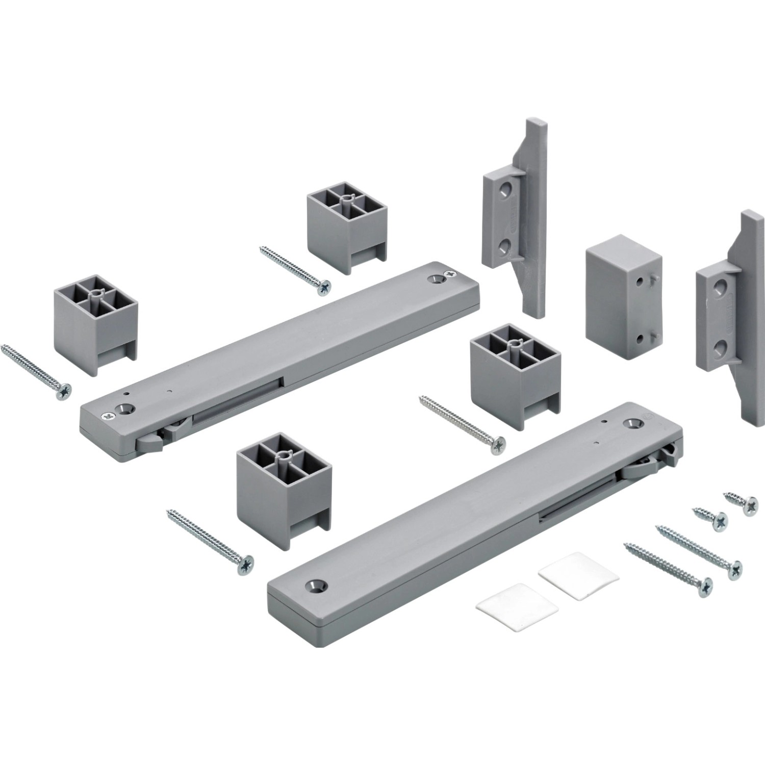 Set ammortizzatore Hettich per ante scorrevoli fino a 25kg, incl. materiale di montaggio per una chiusura silenziosa.