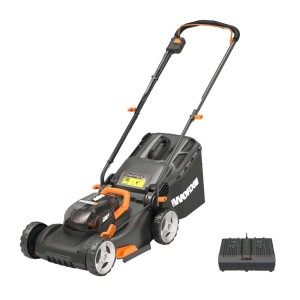 Tagliaerba Worx WG743E con batteria e caricabatterie, larghezza taglio 40 cm, ideale per giardini fino a 500 m².