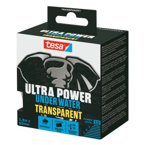 Confezione di nastro riparatore Tesa Ultra Power Under Water, trasparente, 1,5 m x 5 cm.