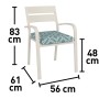 Sedia da giardino impilabile Prata con cuscino, alluminio, 83x56x61cm, écru. Ideale per balcone e giardino.