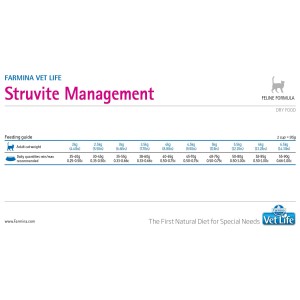 Confezione di cibo per gatti Farmina Vet Life Struvite Management, alimento secco per la salute urinaria.
