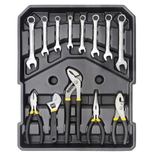 Set di attrezzi t.b.t. con chiavi, pinze e chiave regolabile in valigetta.