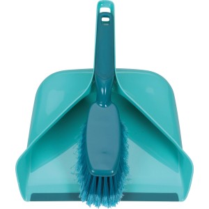 Set paletta e scopino Leifheit turchese con paletta e spazzola a mano per la pulizia.