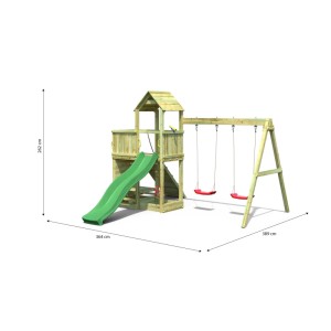 Gioco da giardino Floppi con scivolo e altalene 379x396xh262 cm