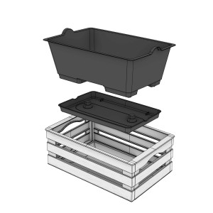 Set fioriera da esterno t.b.t. composto da cassa, inserto e sottovaso.