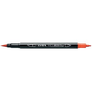 Pennarello LYRA Aqua Brush Duo, arancione, con punta a pennello e fine per disegni precisi.