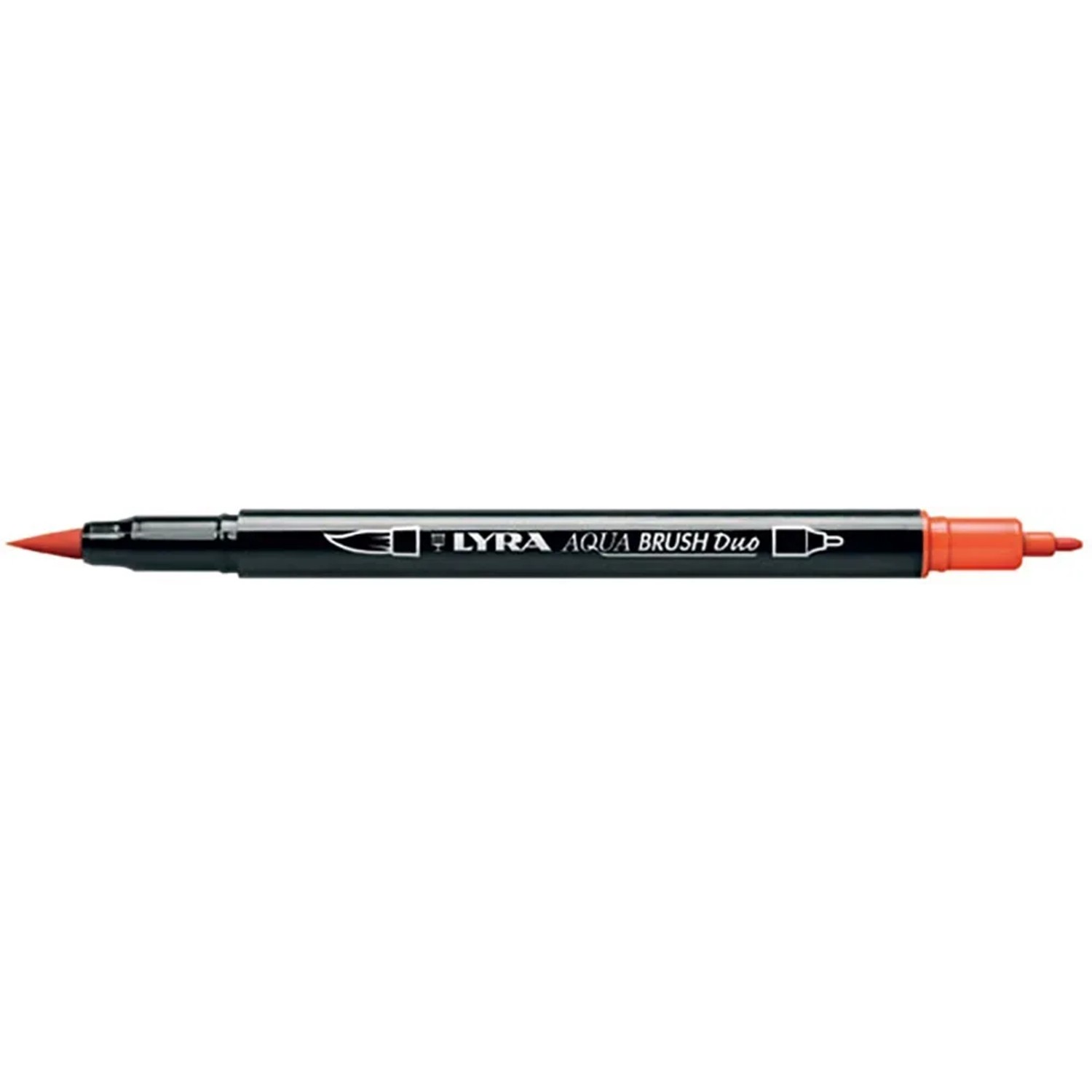 Pennarello LYRA Aqua Brush Duo, arancione, con punta a pennello e fine per disegni precisi.